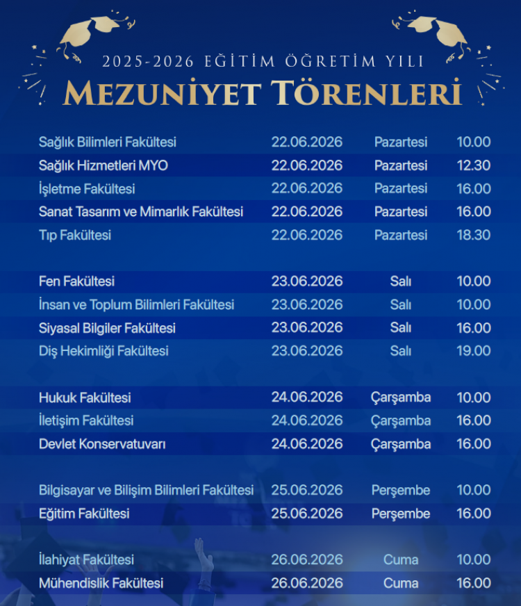 2025-2026 Eğitim Öğretim Yılı Mezuniyet Programı